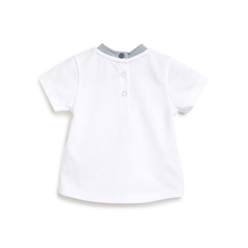 Boys Medium Light Blue Printed Outfit with Short Pants image number 1